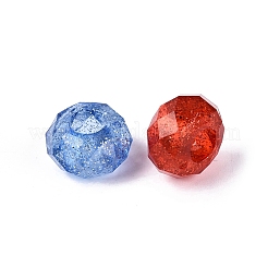 クリアアクリルヨーロピアンビーズ  ロンデル  大穴ビーズ  グリッターパウダー付き  多面カット  ミックスカラー  13.5x8mm  穴：5.5mm  約657個/500g&nbsp;OACR-Q200-16