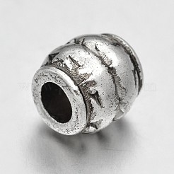 チベットスタイルの大きな穴バレル欧州ビーズ  カドミウムフリー＆鉛フリー  ミックスカラー  8x8mm  穴：3.5mm&nbsp;TIBEB-X0045-RS