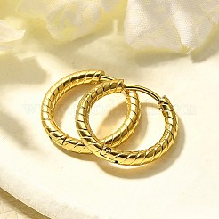女性用304ステンレスフープピアス  イオンプレーティング（ip）  リング  14KGP本金メッキ  15.5x2.5mm&nbsp;EJEW-M068-11B-G