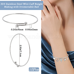 10Pcs Adjustable 304 Stainless Steel Wire Cuff Bangle Making&nbsp;MAK-BBC0001-15
