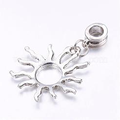 チベット風合金ヨーロピアンダングルチャーム  スター  太陽光線と月  アンティークシルバー  25~38mm  穴：4.5mm&nbsp;PALLOY-JF00329