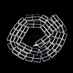 透明ガラスビーズ連売り  正方形  透明  10x10x4mm  穴：0.8mm  約38個/連  14.76インチ（37.5cm）&nbsp;GLAA-N001-58