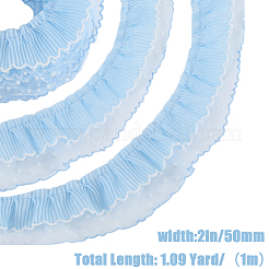 1m 2層ファイバーメッシュ水玉模様プリーツレースリボン  服装アクセサリー  空色  2インチ（50mm）&nbsp;OCOR-CY0001-10