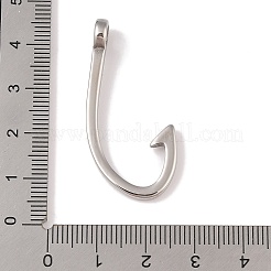 変色しない304ステンレススチールフック留め具  釣り針チャーム  レザーコードブレスレット作り用  フック  洗練された  ステンレス鋼色  39x19.5x7mm  穴：4mm&nbsp;LS-STAS-C109-14A-P