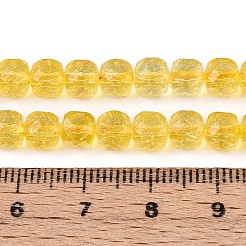 K9ガラスビーズ連売り  天然石風  キューブ  多面カット  ゴールド  5~5.5x5~5.5x5~5.5mm  穴：0.6~0.8mm  約71~72個/連  14.96~15.16インチ（38~38.5cm）&nbsp;GLAA-N014-5x5mm-02