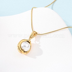 304 Stainless Steel & Acrylic Imitation Pearl Moon Pendant Snake Chain Necklaces for Women&nbsp;NJEW-F354-08G