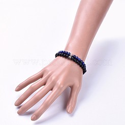 Natural Black Agate(Dyed) Bead and Natural Lapis Lazuli(Dyed) Bead Stretch Bracelet Sets&nbsp;BJEW-JB04297-03