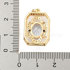 Brass Micro Pave Clear Cubic Zirconia Pendants&nbsp;KK-P263-25KCG-01