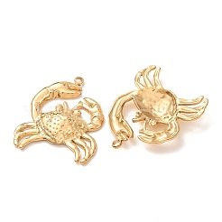 304ステンレスペンダント  カニチャーム  ゴールドカラー  28x24x4mm  穴：1.8mm&nbsp;SA-D002-09G