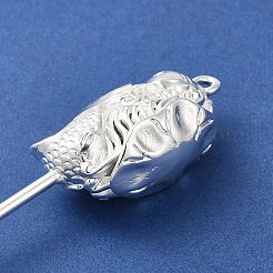 ラックメッキ真鍮チャーム  無鉛の  長持ちメッキ  銀  170x23.5mm  穴：3mm&nbsp;KK-D100-01S