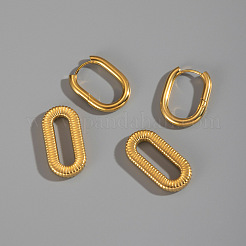 304ステンレススチール製中空オーバルフープピアス  18KGP本金メッキ  42x13.6mm&nbsp;LU1648