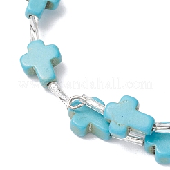 Dyed Synthetic Turquoise Beads Bangles for Women&nbsp;BJEW-JB11903