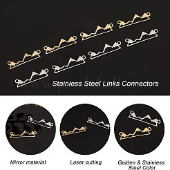 20色201ステンレススチールリンクコネクター2個  大衆  ゴールデン·ステンレス鋼色  6x21x1mm  穴：1.2mm  10個/カラー&nbsp;STAS-UN0031-19