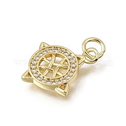 Brass Micro Pave Clear Cubic Zirconia Pendants&nbsp;CU-L001-01G