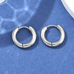 変色しにくい304ステンレススチール製フープピアス  低刺激性のイヤリング  316サージカルステンレスピン付き  ステンレス鋼色  9ゲージ  15x16.5x3mm  ピン：1mm  内径：10mm&nbsp;EJEW-F111-16mm-P