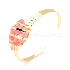 Watermelon Stone Glass Horse Eye Beaded Cuff Bangle&nbsp;G-D458-01G-09-RS