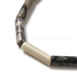 Natural Black Silk Stone/Netstone Beads Strands&nbsp;G-D464-27