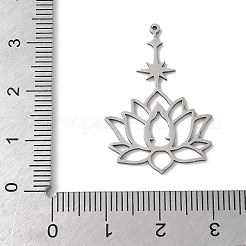 201 ステンレススチール製フィリグリーペンダント  蓮のチャーム  ステンレス鋼色  30.5x20.5x1mm  穴：0.8mm&nbsp;STAS-K298-04P
