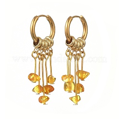 Natural Amber Hoop Earrings&nbsp;EJEW-JE07426