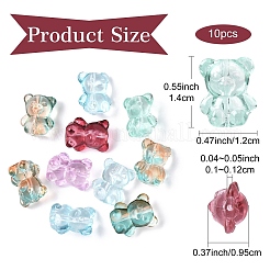 10Pcs Transparent Glass Beads&nbsp;GLAA-YW0005-13