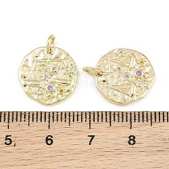 Brass Micro Pave Colorful Cubic Zirconia Charms&nbsp;CU-CBA764E-03-G