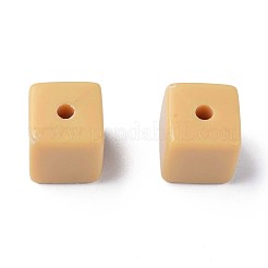 不透明なアクリルビーズ  キューブ  バリーウッド  10.5x9.5x9.5mm  穴：2mm  約490個/500g&nbsp;MACR-S373-148-A13