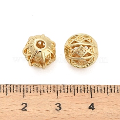 真鍮ビーズ  菱形のある中空の円形  ゴールドカラー  10mm  穴：2.8mm&nbsp;KK-K374-12G