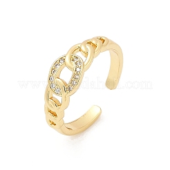 Brass Micro Pave Clear Cubic Zirconia Open Cuff Rings&nbsp;RJEW-G343-25G