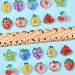20Pcs 10 Styles Cherry/Pear/Lemon/Grape/Blueberry/Peach/Apple/Watermelon/Fruit Transparent Epoxy Resin Decoden Cabochons&nbsp;RESI-FS0001-93