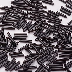 ガラス竹ビーズ  不透明色  ブラック  9x2mm  穴：0.5mm  約7000個/袋&nbsp;SEED-E001-9mm-49#