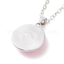 Glass Flat Round Pendant Necklace with Brass Chain&nbsp;NJEW-A003-01A