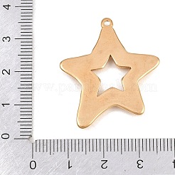 304ステンレスペンダント  スターのチャーム  ゴールドカラー  33x28.5x3mm  穴：1.5mm&nbsp;STAS-B144-02G