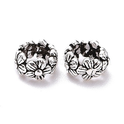 925スターリングシルバースペーサービーズ  花と環  アンティークシルバー  6x3mm  穴：3.3mm&nbsp;LS-FIND-M004-01AS