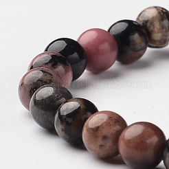 Natural Rhodonite Round Bead Stretch Bracelets&nbsp;BJEW-L594-D02