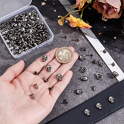 80Pcs Halloween Skull Zinc Alloy Collision Rivets&nbsp;TIBE-PH0002-54