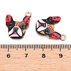 亜鉛合金エナメルペンダント  ライトゴールド  ブルドッグ  カラフル  18x15x2mm  穴：2mm&nbsp;ENAM-CJC0004-29A
