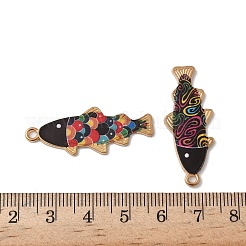 合金エナメルチャーム  魚のチャーム  ゴールドカラー  ミックスカラー  35.5x14.5x1.5mm  穴：2mm&nbsp;FIND-I049-01G