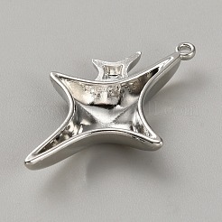 合金ペンダント  プラチナ  スター  34x22.5x5mm  穴：1.4mm&nbsp;LS-FIND-WH0002-89P-05