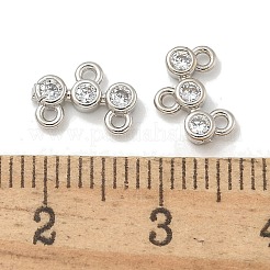 Rack Plating Brass Clear Cubic Zirconia Triple Flat Round Chandelier Component Links&nbsp;KK-L224-091P