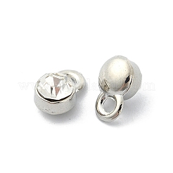 ラックメッキ合金ラインストーンチャーム  フラットラウンド  プラチナ  9.5x6x5mm  穴：2mm&nbsp;FIND-M014-16B-P
