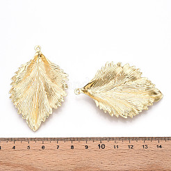 ラックメッキ鉄の大きなペンダント  葉  カドミウムフリー＆ニッケルフリー＆鉛フリー  ゴールドカラー  63x43x6mm  穴：1.6mm&nbsp;PALLOY-T090-40G