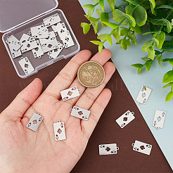ステンレスペンダント201個  レーザー切断  スペードのエース  ステンレス鋼色  19x10x1mm  穴：1.5mm  24個/箱&nbsp;STAS-UN0044-72