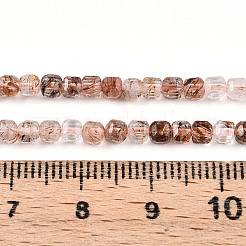 天然ブラックゴールドルチルクォーツビーズ連売り  ファセットテーブルカットキューブ  2~3x3x3mm  穴：0.6mm  約125~129個/連  15.08~15.55''（38.3~39.5センチメートル）&nbsp;G-T141-59