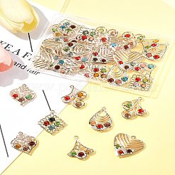 30Pcs 6 Styles Iron & Glass Pendants&nbsp;IFIN-FS0001-52