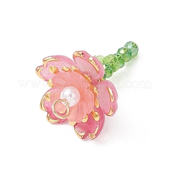 電気メッキガラスとアクリルパーツ  花のチャーム  ミックスカラー  29x18x18.5mm  穴：2x3mm&nbsp;PALLOY-JF05048