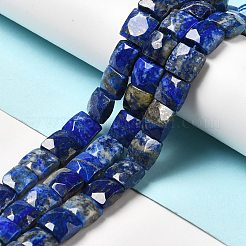 天然石ラピスラズリビーズ連売り  多面カット  正方形  10x10x6mm  穴：0.9~1mm  約19~20個/連  7.09~7.48インチ（18~19cm）&nbsp;G-G980-08