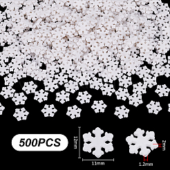 500個の不透明なアクリルビーズ  クリスマススノーフレーク  ホワイト  12x11x2mm  穴：1.2mm&nbsp;MACR-UN0001-10