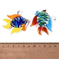 手作りランプワークペンダント  渦巻き模様の魚のチャーム  ミックスカラー  45~50x51~55x19~21mm  穴：5.5~6.5mm&nbsp;LA-N048-07