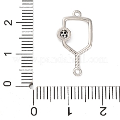 真鍮製ブラックエナメルコネクタチャーム  ピックルボール  プラチナ  21x11x3mm  穴：1mm&nbsp;KK-NH0005-02P