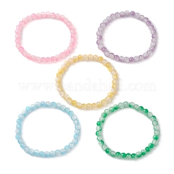 6mm Two Tone Glass Imitation Jade Round Beaded Stretch Bracelets for Women&nbsp;BJEW-JB10687